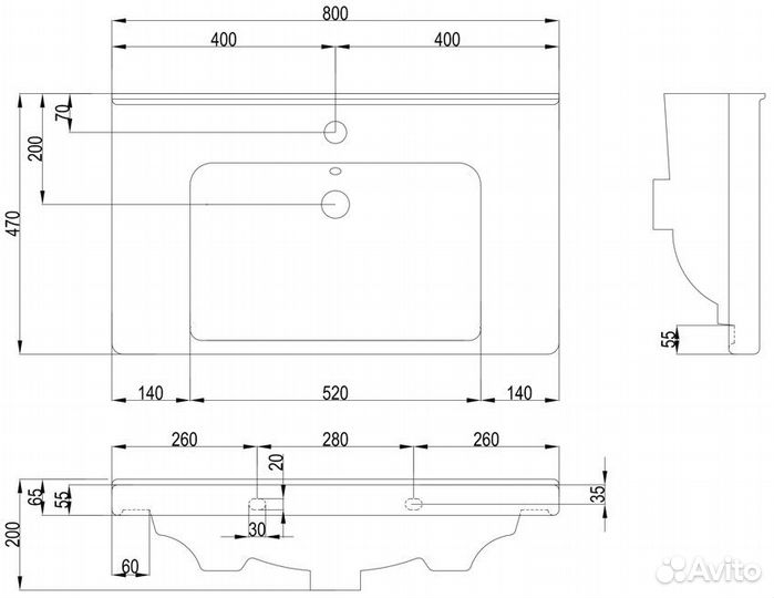 Раковина ASB-Mebel Гармония 80 NEW (29124)