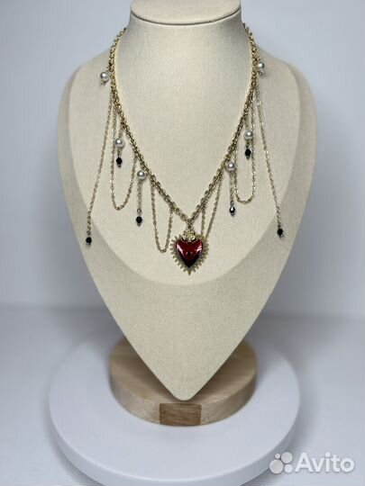 Колье с цепочками и жемчугом Сваровски