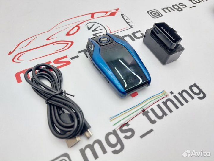 Смарт ключ Jeep стиль BMW синий с экраном