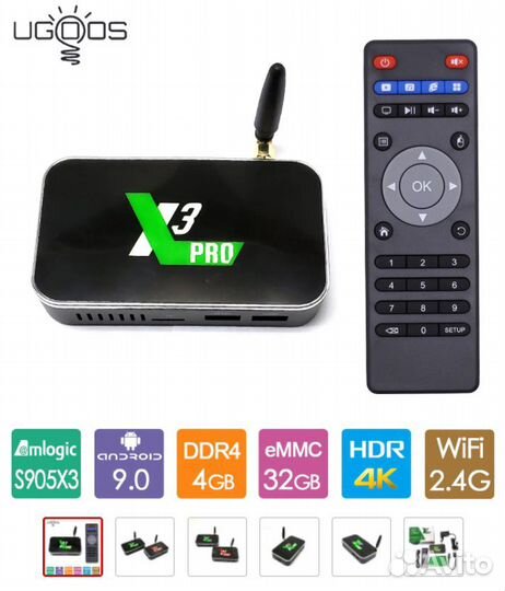 Тв-бокс Ugoos X3 Pro,4/32Гб,Гарантия, Доставка