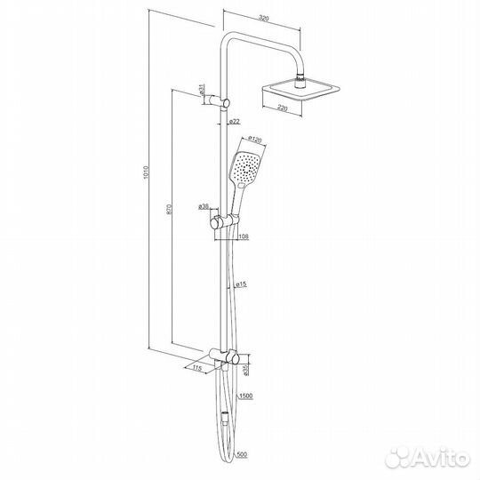 Душевая система Damixa Eclipse 931000300 стойка с