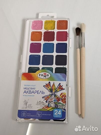 Акварель Гамма и 2 кисточки