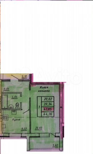1-к. квартира, 42,3 м², 4/5 эт.