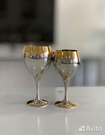 Набор бокалов для воды zepter prince с позолотой