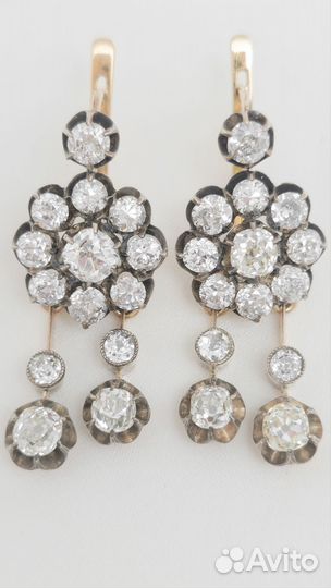 Золотые серьги с алмазами 56/10.48 гр