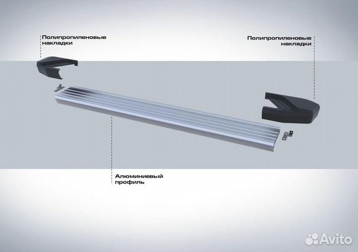 Пороги Подножки Toyota Highlander 2014-20 Silver