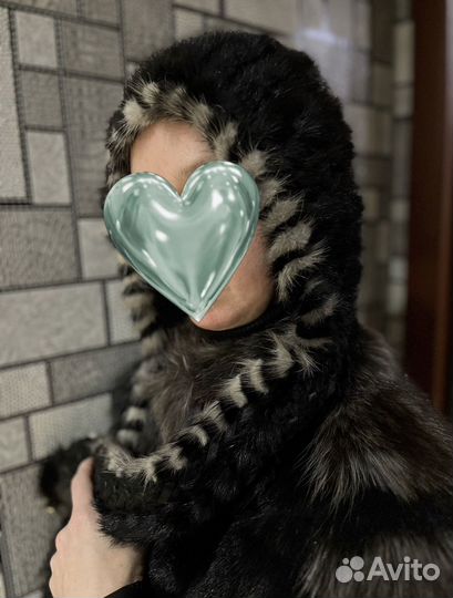 Шапка, капор, капюшон из вязанной норки