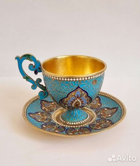 Кофейная пара. Серебро 84. Эмаль