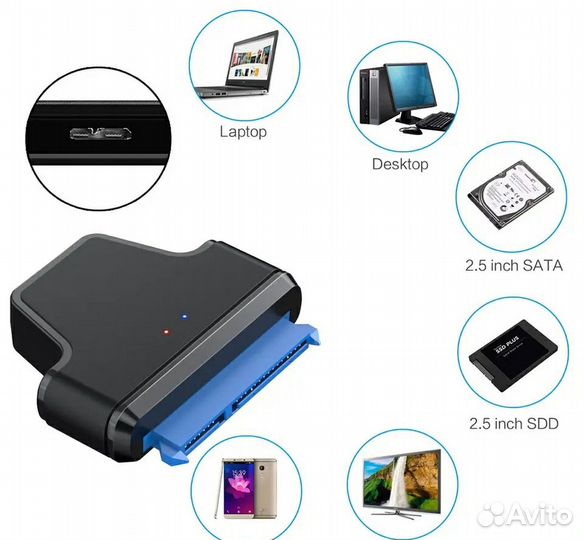 Новый Конвертер Адаптер с кабелем USB 3.0 - SATA