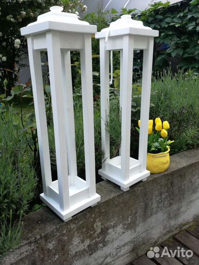 Подсвечник деревянный декоративный белый