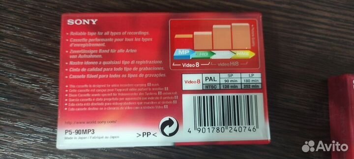 Кассеты для видеокамер. Sony video8
