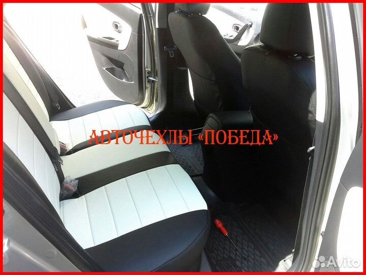 Чехлы Kia Ceed 2 из экокожи чёрно-белые Классика