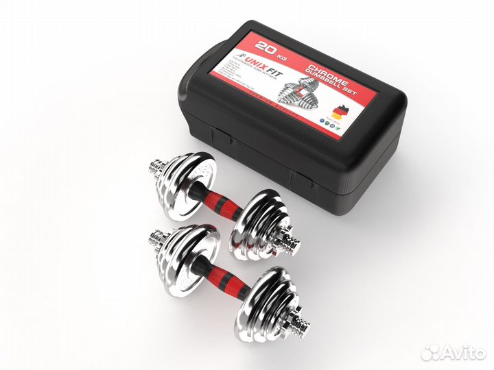 Набор гантелей unix Fit в кейсе 20 кг