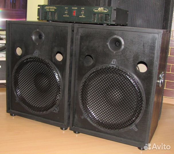 Колонки F-New 1086Вт Pro 2ш BassDyn-38sm+Вч+AMP-ST
