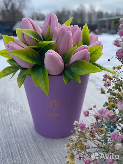 Букет тюльпанов из мыла к 8 марта ручной работы