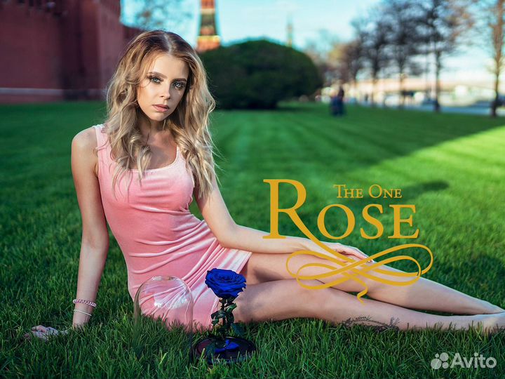 Роза в колбе Deluxe Синяя