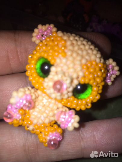 Хомячок амигуруми игрушка брелок из бисера