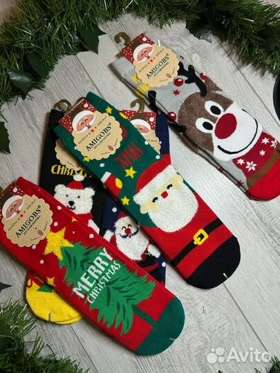 Носки новогодние унисекс 5 пар 36-41
