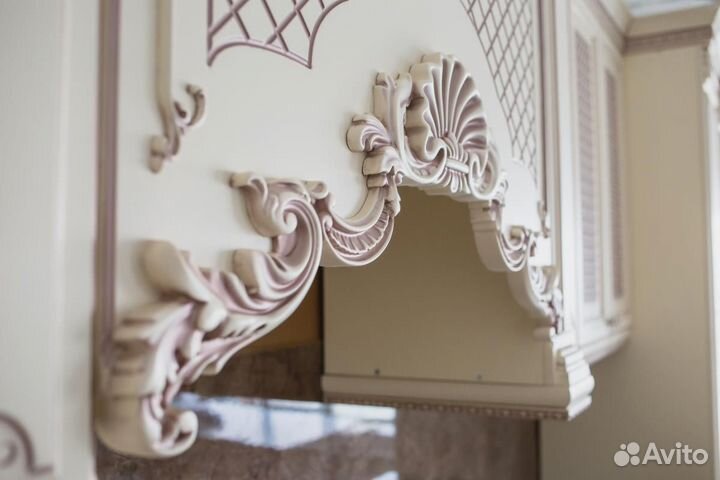 Кухня Афина 25 (4,7 м) крем/фиолетовая патина