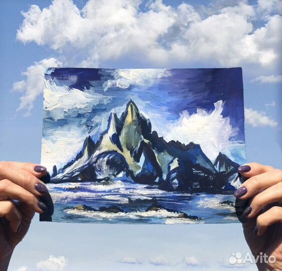 Картина пейзаж «Холодный край»,горы море