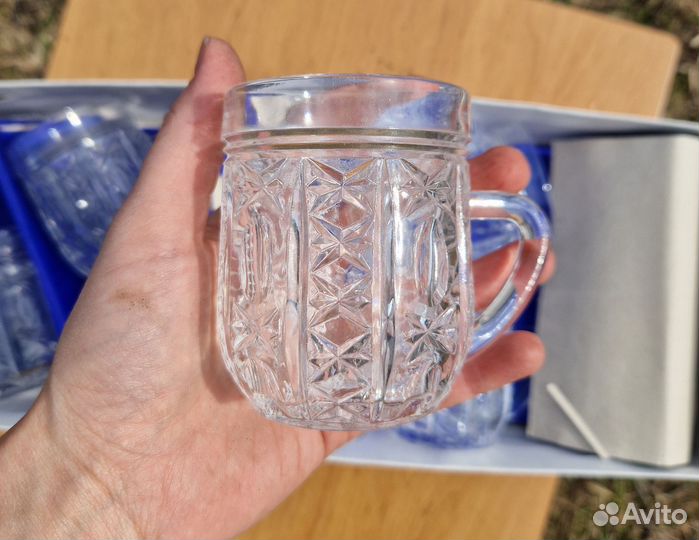 Стаканы с позолотой, кружка стекло