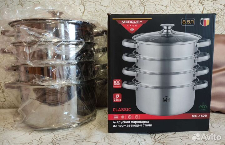 Пароварка(мантоварка)нержавеющая сталь 8,5 новая