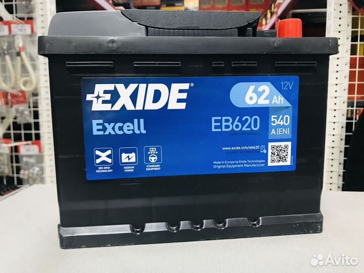 Аккумулятор Exide Excell (Иксайд) 62Ah 540A обратн