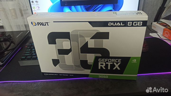 Видеокарта Palit GeForce RTX 3050 8gb (2 вентелято