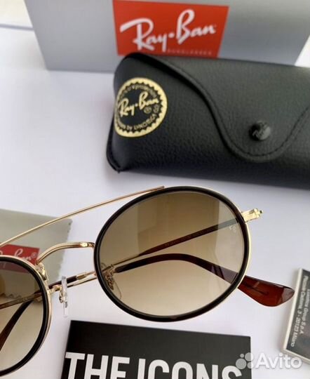 Очки ray ban oval double bringe коричневые