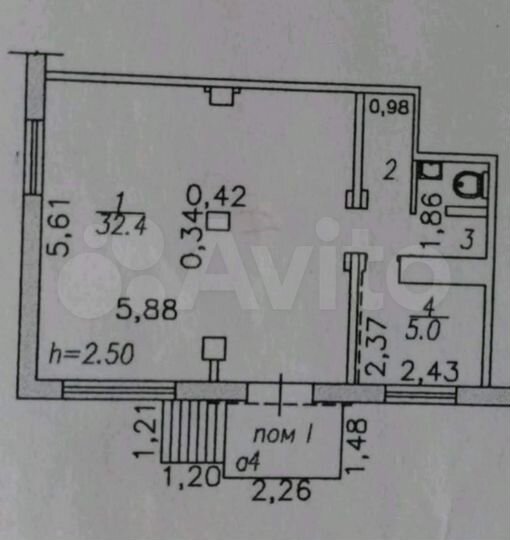 Свободного назначения, 43 м²