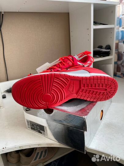 Nike dunk low off white university red/grey