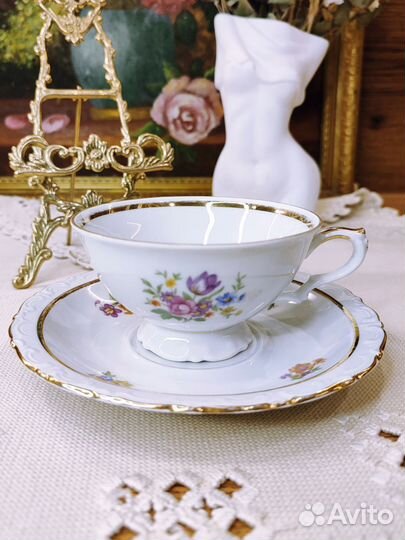 Чайная пара Мейсенский букет Kahla винтаж
