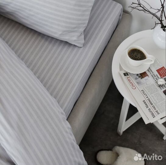 Постельное белье страйп поплин как в отеле