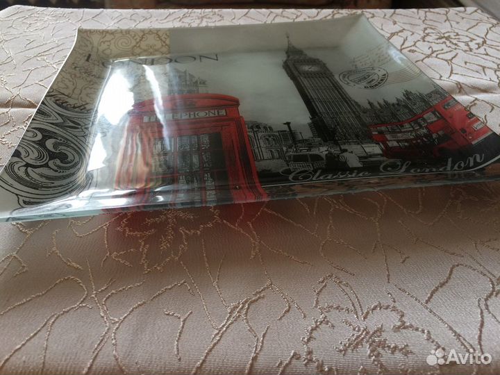 Декоративная тарелка london стекло