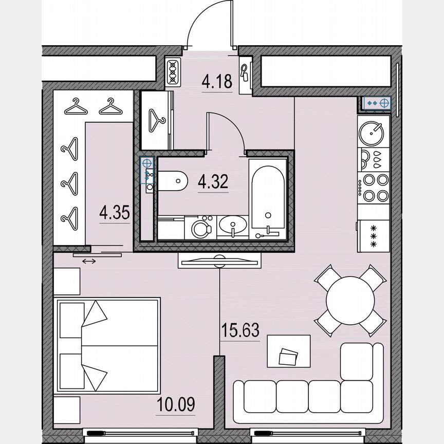 1-к. квартира, 38,6 м², 11/17 эт.