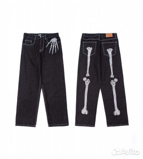 Джинсы со скелетом