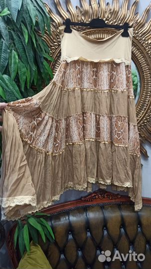 Юбка шифон gucci 56-62 леопард италия