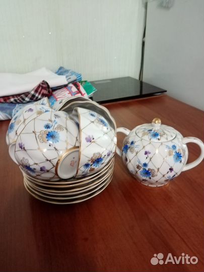 Чайный сервиз лфз СССР с сахарницей на 6 персон