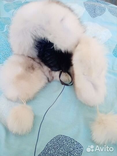 Шапка (белая кожа + песец)