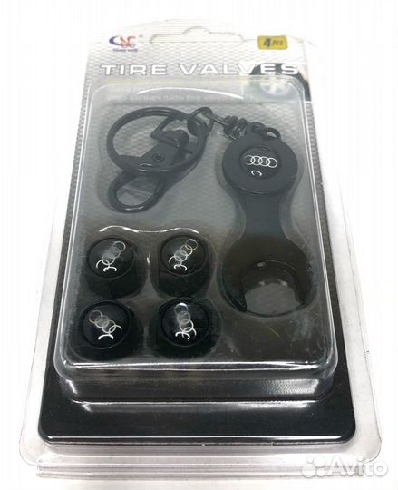 Колпачки на ниппеля - audi (с ключом/черный) (Серы