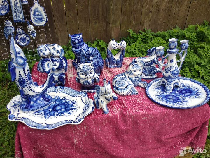 Фарфоровая посуда гжель. новая