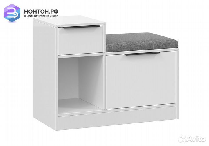 Тумба для обуви комбинированная Агата белая