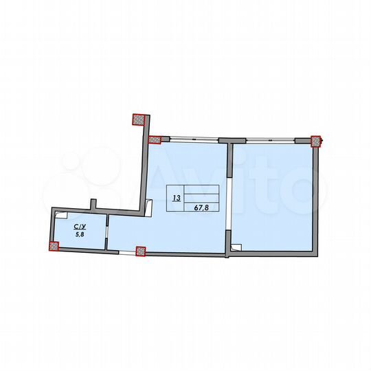 Своб. планировка, 67,8 м², 2/9 эт.
