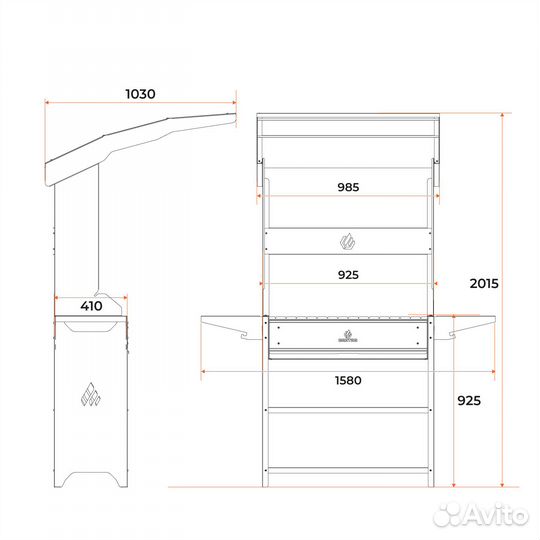 Мангал c крышей Gratar M Professional Optima Roof