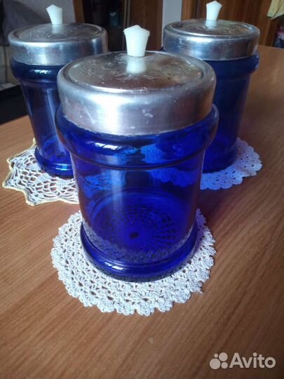 Банки для сыпучих продуктов синее стекло СССР