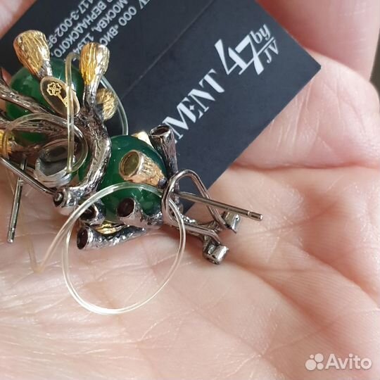 Серьги серебряные с зеленым халцедоном