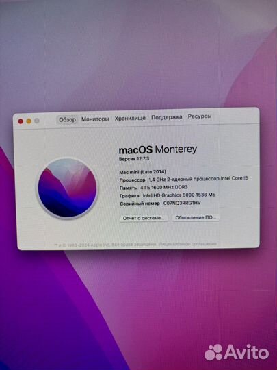 Apple Mac mini a1347 2014