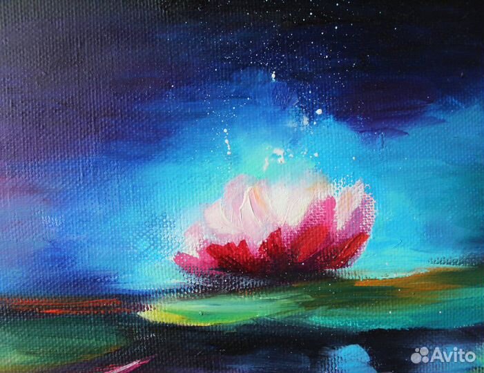 Картина маслом на холсте с карпами 35/50 см