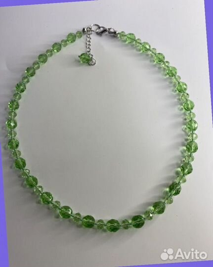 Зеленые бусы чешское стекло огранка 46 см