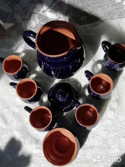 Коф.сервиз СССР, цв.стекл.фужеры СССР